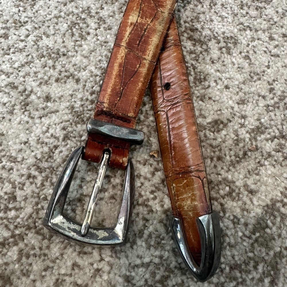 Trafalgar Men’s Mock Alligator Embossed Italian Leather Belt 40 - Picture 2 of 6